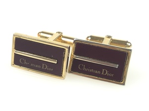 クリスチャン・ディオール　Christian Dior　カフス　カフリンクス　ボルドー×ゴールドカラー　YMA-711