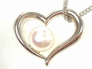  прекрасный товар tasaki Tasaki Shinju TASAKI Heart Akoya жемчуг 0.6. шар колье серебряный YAS-8962