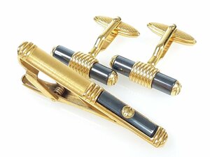  Dunhill dunhill necktie pin cuffs set dark silver color × Gold color YMA-978