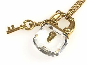 スワロフスキー　SWAROVSKI　南京錠/キー　カデナ　ネックレス　ペンダント　ゴールドカラー×クリスタル　YAS-11334