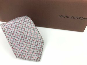 ルイ・ヴィトン　Louis　Vuitton　モノグラム　シルクネクタイ　剣先：9cm　ライトグレー/ピンク/ホワイト　YNT-982