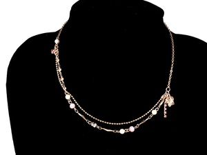  Anna Sui ANNA SUI design necklace butterfly beads rhinestone pink gold color YAS-3235