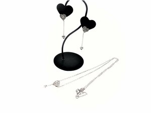  Folli Follie Folli Follie Heart rhinestone earrings + necklace set silver 925 YAS-7635