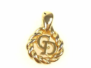  Christian * Dior Christian Dior CD Logo necklace top only Gold color YAS-10271
