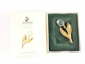  Swarovski SWAROVSKI тюльпан брошь прозрачный × Gold цвет общая длина 4.5cm YAS-5795