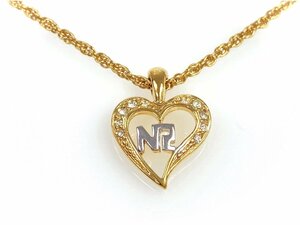 ニナリッチ　NINA　RICCI　NRロゴ　ハート　ラインストーン　チェーン　ネックレス　ゴールドカラー　YAS-9890