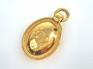  Christian * Dior Christian Dior CD Logo oval plate necklace pendant top only Gold color YAS-11046