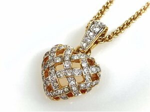 スワロフスキー　SWAROVSKI　クリスタル　メッシュハート　ネックレス　ゴールドカラー　幅1.6cm　YAS-10115