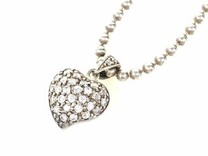  Folli Follie Folli Follie Heart × rhinestone ball chain necklace silver 925 YAS-10407