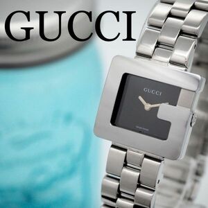 117[ beautiful goods ]GUCCI Gucci lady's wristwatch G Logo face silver 