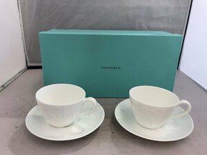 【TIFFANY&Co】ティファニーアンドコー　カップ＆ソーサー2客セット　白　SY02-FK0