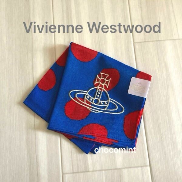 新品未使用★ヴィヴィアンウエストウッドVivienne Westwood オーブ刺繍　手書き風ランダムドット柄　ハンカチ