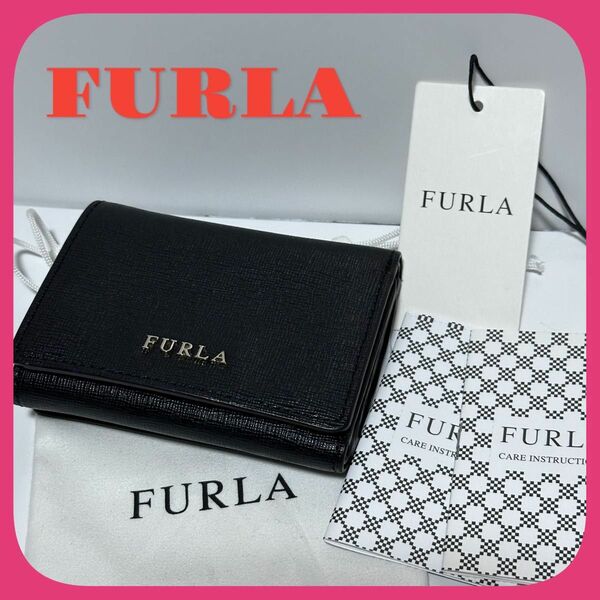 【新品】フルラ FURLA 財布 レディース 三つ折り財布 レザー ブラック カードケース