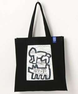 新品 Keith Haring (キースヘリング) アートプリント トートバッグ ブラック KH-KH2208