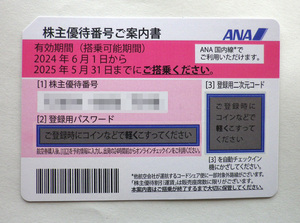 ANA 全日空　株主優待券　１枚　2025年5月31日まで　※番号を取引ナビでお知らせ