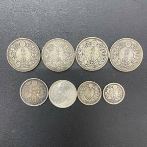 [S5-37]【現状品】銀貨 8枚 まとめ 旭日 50銭 20銭 小型 50銭 竜 10銭 五十銭 二十銭 十銭 明治 昭和 近代貨幣 古銭 日本 