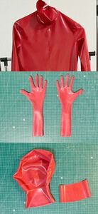  Raver red 0.4mm thickness Raver suit cat suit Raver glove Raver mask 3 point set 