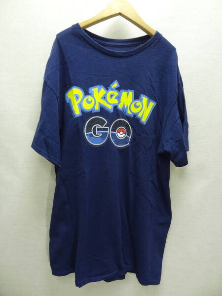 全国送料無料 USA アメリカ古着 レア !! ポケモン ゴー POKEMON GO メンズ 紺色 ロゴプリント 半袖 紺色 Tシャツ たぶんUS/Mサイズ