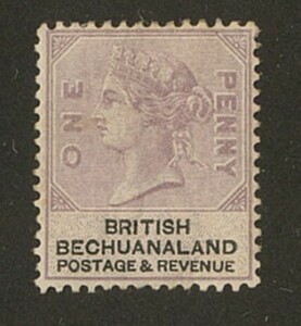 外国切手　英領　未使用　 ( )はスコット番号　　BECHUANALAND 1887年 1p(11) ヒンジ付