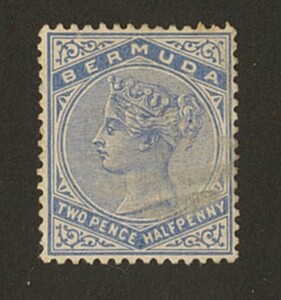 外国切手　英領　未使用　 ( )はスコット番号　BERMUDA 1883-1904年ヴィクトリア 2.5p(22) 糊落