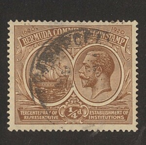 外国切手　英領　使用済み　 ( )はスコット番号　BERMUDA 1920-21年ジョージV 1/4p(55)
