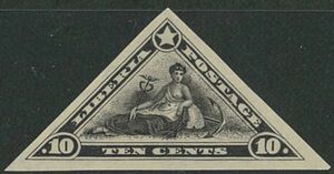 外国切手　リベリア　未使用　1909-12年　10ｃ　ブラックプリント無目打　1種　OH