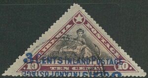 外国切手　リベリア　使用済み　1910-12年　加刷3c/10c　二重加刷　１つは逆加刷　1種　