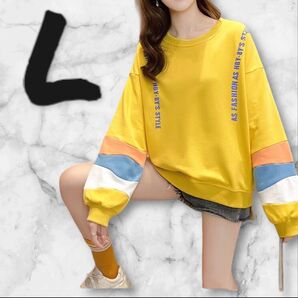 大きめ☆韓国ファッション袖カラフルレディーストレーナーゆったり色違いカラバリ!
