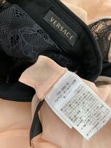 国内正規 VERSACE イタリア製半袖シルクシャツ size38 レース フリンジ ブラック ピンク ヴェルサーチ_画像8