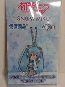  Hatsune Miku серии акрил цепочка для ключей эмблема *SNOW MIKU*