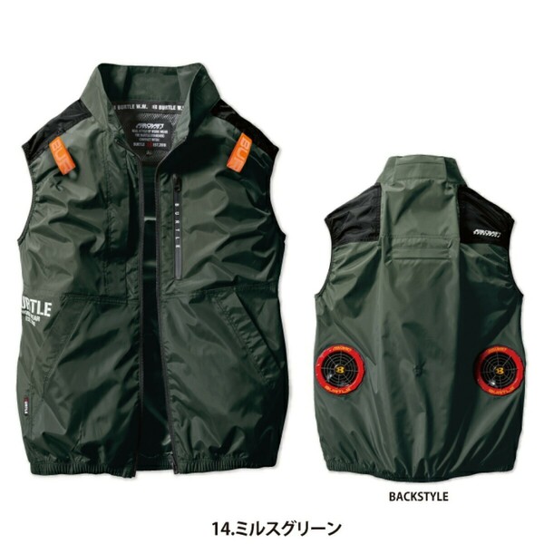 BURTLE AC2014 エアークラフト ベスト size M 単品 バートル AIR CRAFT 空調服 ミルスグリーン 2024年モデル バッテリー ファン別売り