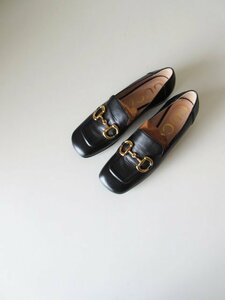 GUCCI / Gucci square tu hose bit Loafer BLACK 36(23.0) / lady's shoes leather shoes leather 