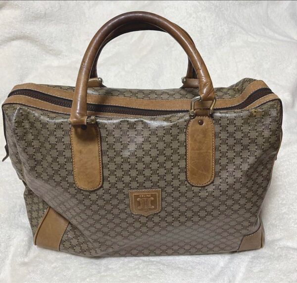 CELINE セリーヌ マカダム柄 ボストンバッグ ファスナーと内側リペア済み