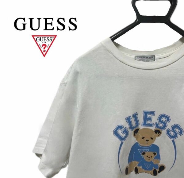 【GUESS】ゲス　グリーンレーベル　ベア　くま　Tシャツ　ホワイト　S
