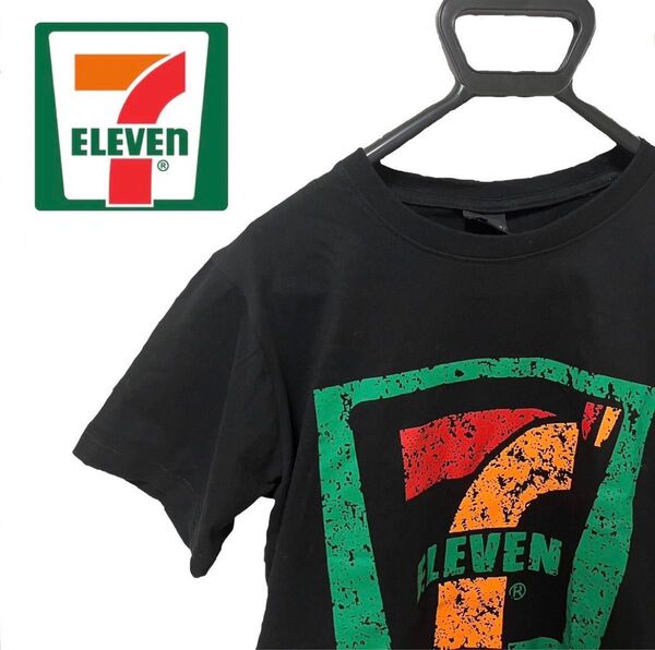 【希少】セブンイレブンイレブン Tシャツ ブラック系 ビンテージ 90s