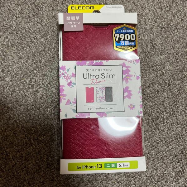 iPhone 14/13 Ultra Slim flowers PM-A21BPLFUJPND（ディープピンク）