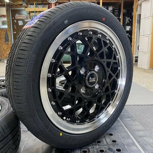 展示品【REVERSE 15 BK/POL 】送料無料 軽自動車 15インチ ブラックポリッシュ 165/50R15 タイヤホイール4本セット