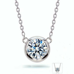 限定！【新品高品質】 / 輝きの！ Diamond / 1.26ct / Pt900刻有 / オリジナル 一粒ベゼルネックレス - L-008　プレゼントBOX付！