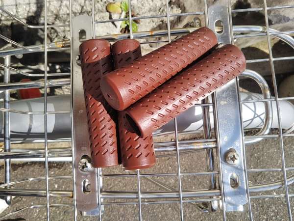 自転車用品 グリップ <ロング> お得な②セット♪ 合計4本 J106 【ダークブラウン(濃茶色)】