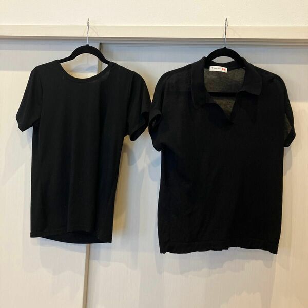 2枚セット　ポロシャツとティーシャツ　黒　　Lサイズ ブラック