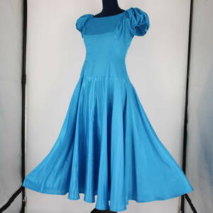 [ бесплатная доставка ][ хула для костюм Гаваи производства ]Torch Ginger искусственный шелк ткань One-piece платье голубой Hawaiian flair длинный 
