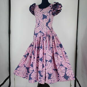 [ бесплатная доставка ][ хула для костюм сделано в Японии ]MENEHUNE розовый монстера рисунок MM платье One-piece Hawaiian menefne план te-shon