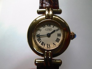 カルティエ マストコリゼ アイボリー文字盤 レディース 腕時計 動品 美品