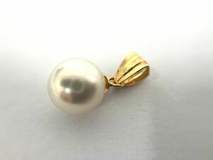 [A]K18 stamp pearl pendant top necklace top pearl white group Gold accessory used beautiful goods 18 gold on goods [807]