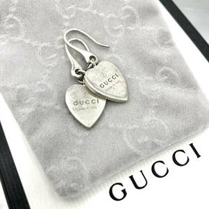 [T]GUCCI Gucci серебряный серьги Ag925 печать Heart бирка plate аксессуары женский коробка / сумка для хранения иметь б/у текущее состояние товар [1197]
