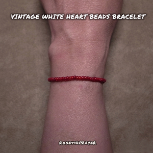 VINTAGE WHITE HEARTS BEADS BRACELET/ ビンテージホワイトハーツビーズ ブレスレット