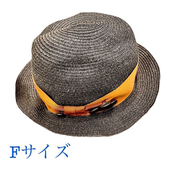 goto hollywood ストローハット Fサイズ ゴートゥーハリウッド 帽子 麦わら帽子 ハット ブラック 夏 中折れハット