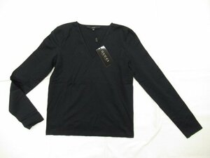  Gucci tag equipped cotton 100% V neck long sleeve cut and sewn 38 dark navy * black .pa3 possible *o192