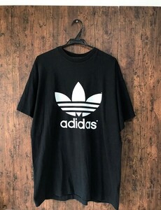 ss_1283y ★定形外 配送★ 90's ヴィンテージ 万国旗タグ トレフォイルロゴ 両面デカプリントTシャツ 半袖 綿100% ブラック USサイズ L