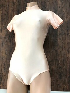 ss_1186y * outside fixed form delivery * Chacott tea cot made in Japan lustre salmon pink high‐necked the back side Zip high leg Leotard short sleeves ....L